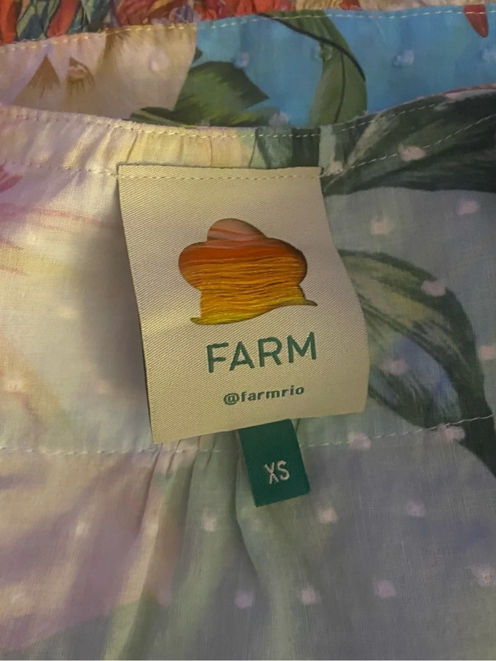 Farm Rio Tropical Floral Mini Dress XS | Resort Sleeveless Ruffle Hem Dress - Picture 9 of 10